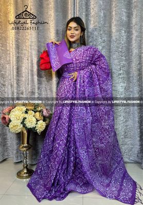 প্রিমিয়াম কোয়ালিটি কটন আরামদায়ক ভেজিটেবল বাটিক শাড়ি (LF-CS-150)_img_0