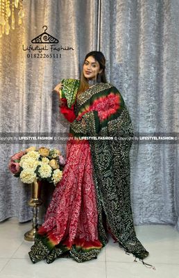 (Stok out) প্রিমিয়াম কোয়ালিটি কটন আরামদায়ক ভেজিটেবল বাটিক শাড়ি (LF-CS-153)_img_0