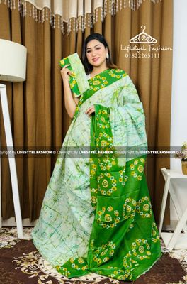 প্রিমিয়াম কোয়ালিটি কটন আরামদায়ক ভেজিটেবল বাটিক শাড়ি (LF-CS-161)_img_0