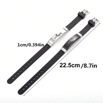 2pcs King and Queen Crown Stainless Steel Silicone Bracelet Set_img_3