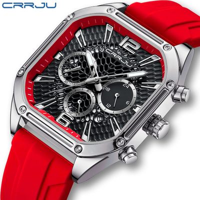 Stylish CRRJU Silicone Strap Military Style Luxury Sport Men's Watch_img_1