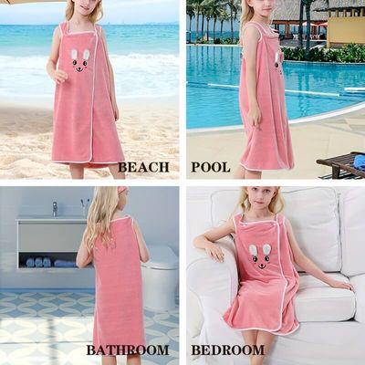 1pc Cartoon Velvet Kids Bath Towel Bath Skirt_img_1