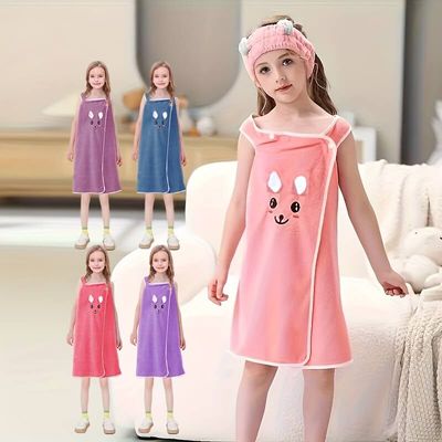 1pc Cartoon Velvet Kids Bath Towel Bath Skirt_img_2