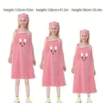 1pc Cartoon Velvet Kids Bath Towel Bath Skirt_img_3