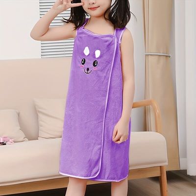 1pc Cartoon Velvet Kids Bath Towel Bath Skirt_img_4