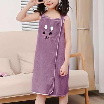 1pc Cartoon Velvet Kids Bath Towel Bath Skirt_img_7