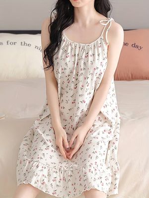 Romantic Floral Print Nightdress_img_1