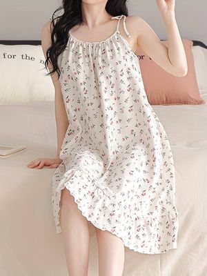 Romantic Floral Print Nightdress_img_2