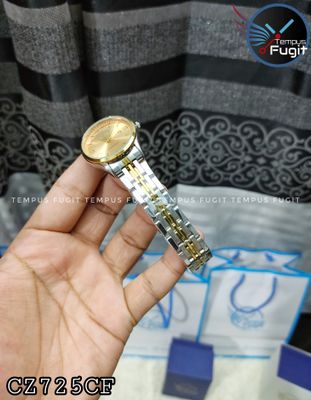 Citizen Ladies Copy Chain Watch- Golden Dial- Golden Bezel- Silver+Golden Chain- TF Code_img_2