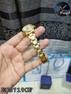 Casio Edifice Ladies Copy Chain Watch- White Dial- Golden Bezel- Golden Chain- TF Code ECS719CF_img_3