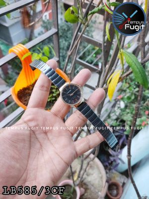 Longbo 80899 Ladies Chain Watch- Black Dial- Rose Golden Bezel- Black Chain- TF Code LB585/3CF_img_1