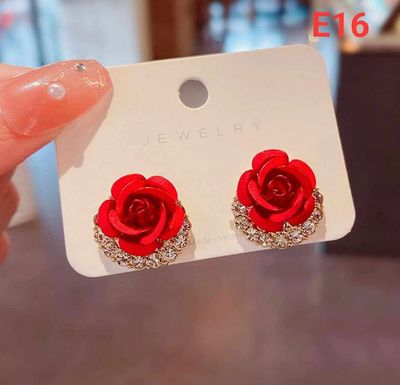 Red Rose Semi Round Stone Earring_img_0