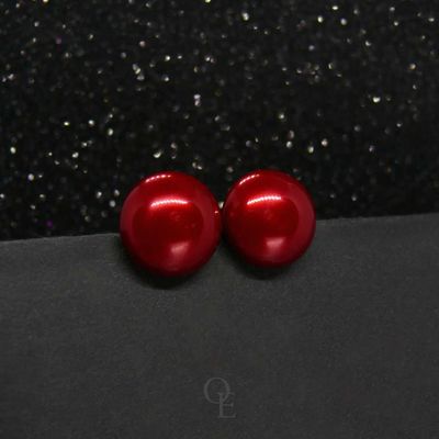 Red Fiber Pearl Earrings_img_1