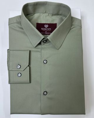 Solid Olive Green Shirt – Minimal Style_img_1
