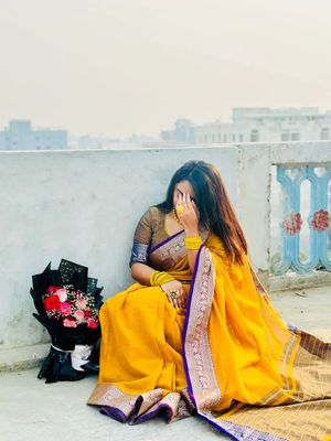 Elegant Mustard Yellow Handloom Saree with Silver Zari Border_img_1