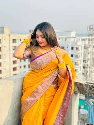 Elegant Mustard Yellow Handloom Saree with Silver Zari Border_img_3