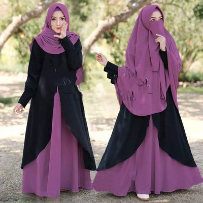 Dubai Cherry Borka with Hijab Nikab Set_img_2