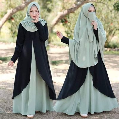 Dubai Cherry Borka with Hijab Nikab Set_img_1