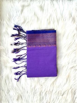 Purple colour Handloom Saree with Zari Border_img_1