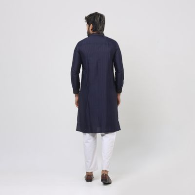 Navy Blue Premium Chest Embroidery Panjabi_img_5