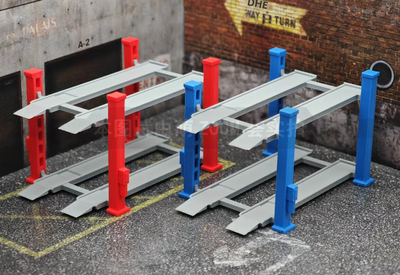 1:64 Adjustable Height Double Layer Car Repair Lift Platform (Red)_img_0