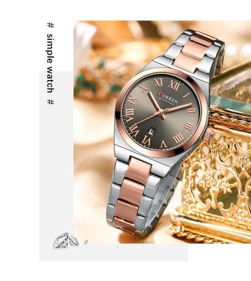 Curren 9095 Ladies Chain Watch- Grey Dial- Rose Golden Bezel- Silver+Rose Golden Chain- TF Code CR901CF_img_3
