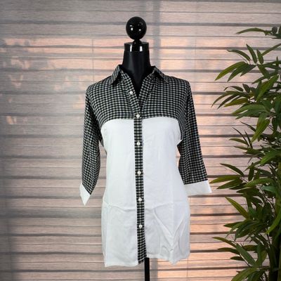 Chic Black & White Checkered Panel Cord Set_img_2