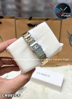 Curren 9109 Ladies Chain Watch- White Dial- Golden Bezel- Silver+Golden Chain- TF Code CR992CF_img_8
