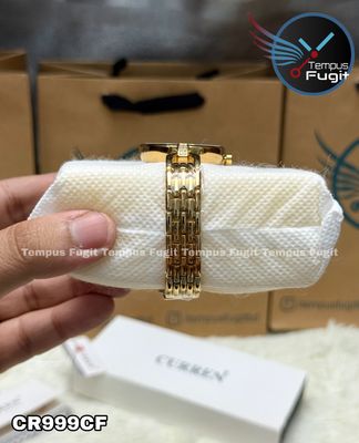 Curren 9052 Ladies Chain Watch- Silver+White Dial- Golden Bezel- Golden Chain- TF Code CR999CF_img_8