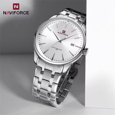 Naviforce 9230 Gents Chain Watch- Silver Dial- Silver Bezel- Silver Chain- TF Code NF978CM_img_2
