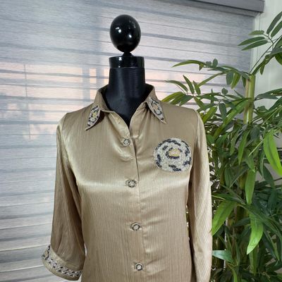 Golden Beige Embroidered Luxe Cord Set_img_3
