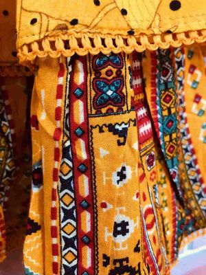 Red Ethnic Girls Frock Dress Set with Bow Detail_img_5