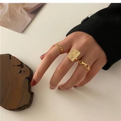 3 pcs golden ring set. free size_img_2