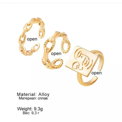 3 pcs golden ring set. free size_img_3