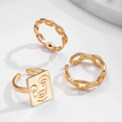 3 pcs golden ring set. free size_img_4