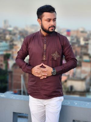 Elite pocket embroidered katua(coffee color)_img_1