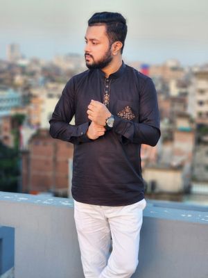 Elite pocket embroidered katua(black color)_img_2