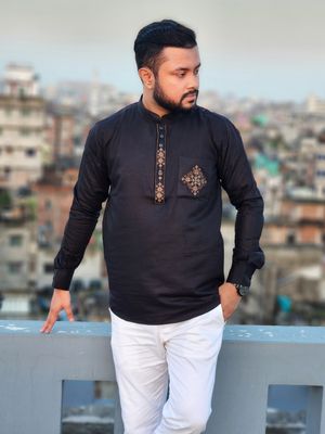 Elite pocket embroidered katua(black color)_img_1