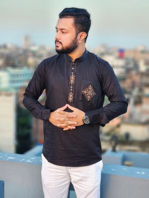 Elite pocket embroidered katua(black color)