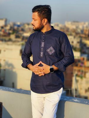 Elite pocket embroidered katua(nevy blue)