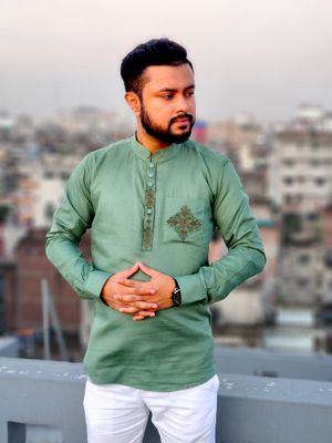 Elite pocket embroidered katua(mint green color)_img_1