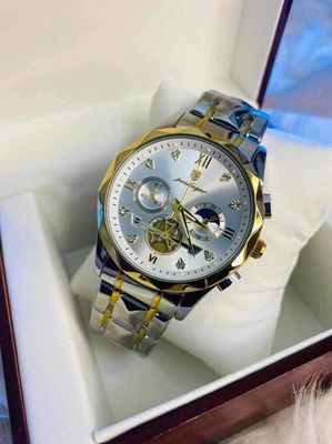 POEDAGAR 996 Stainless Steel Chronograph Luminous Quartz Watch For Men - Toton white Color_img_0
