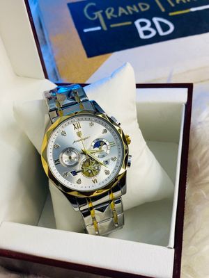 POEDAGAR 996 Stainless Steel Chronograph Luminous Quartz Watch For Men - Toton white Color_img_2
