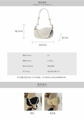 Advanced Pearl Chain Crossbody bag Available in stock Size : Mentioned above Main Material: PU leather Closer Type: Zipper_img_1