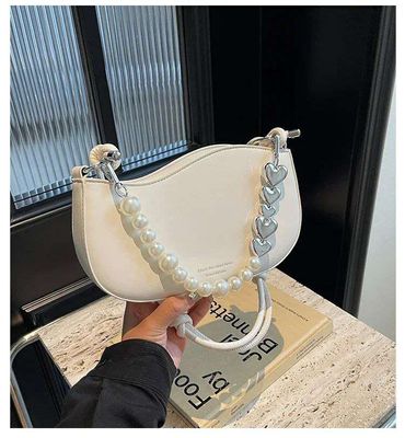 Advanced Pearl Chain Crossbody bag Available in stock Size : Mentioned above Main Material: PU leather Closer Type: Zipper_img_2