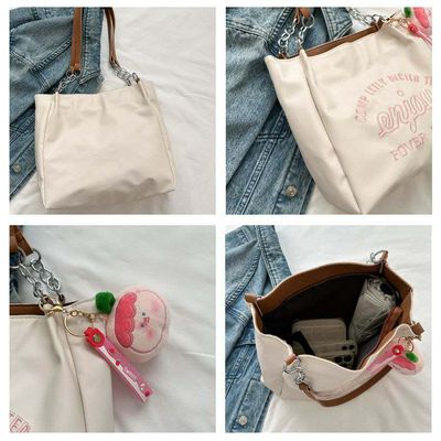 Korean Sweet Girl Foreever Tote BagAvailable in stock Material: PU leather Size: L-33, W: 12, H:26Closure: Zipper_img_3