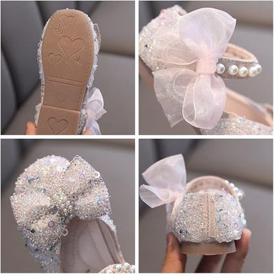 Kids Girls Summer Sequin Lace Bowknot Party Shoe_img_5