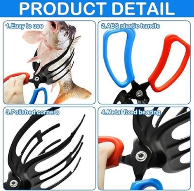 Fish Gripper, Fish Grabber Tool Metal Fish Grippers for Fishing, 3 Claw Fish Grips Anti-Slip Fishing Pliers Gripper Control Clamp Claw Fish Pliers Catch Fish Fishing Accessories, Ideal for Anglers_img_1