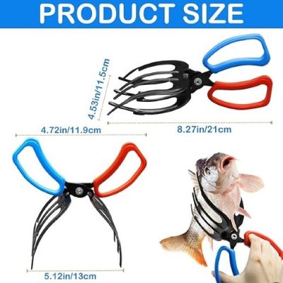 Fish Gripper, Fish Grabber Tool Metal Fish Grippers for Fishing, 3 Claw Fish Grips Anti-Slip Fishing Pliers Gripper Control Clamp Claw Fish Pliers Catch Fish Fishing Accessories, Ideal for Anglers_img_5