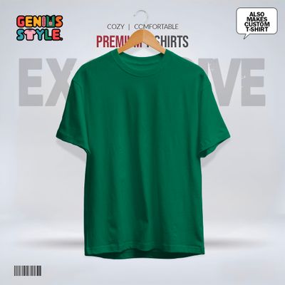 Bottle Green Premium Drop Shoulder Solid T-shirt_img_0